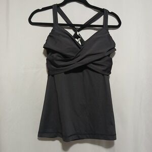 Lululemon Athletica Tank Top Black Criss Cross Back Built In Bra Size 12